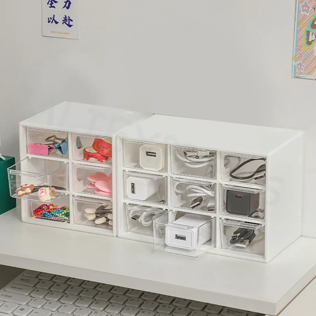 Mini Drawer Desktop Organizer Stationery Storage Transparent Storage