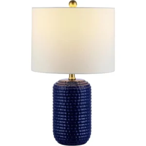 Navy Blue 22-inch LED Table Lamp Set Bedroom,