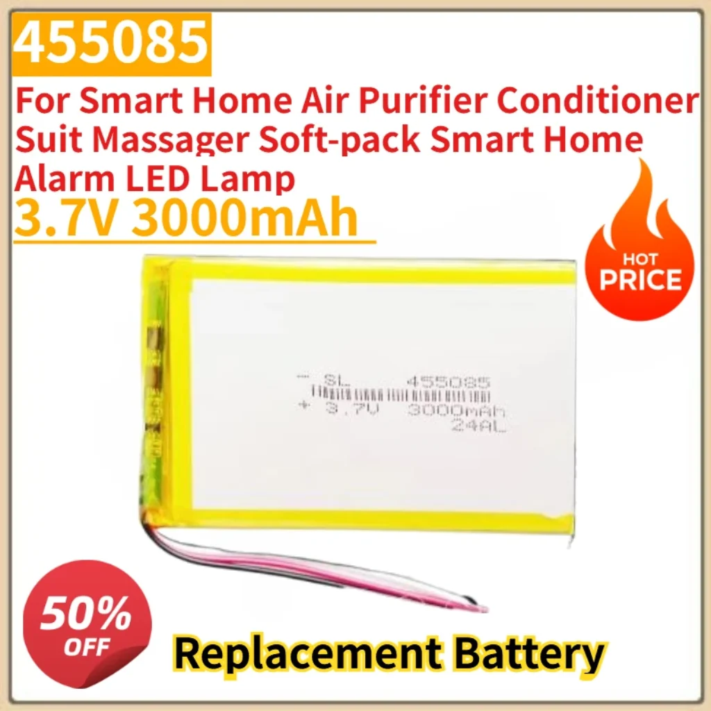 455085 3.7V Battery 3000mAh Smart Home Air Purifier