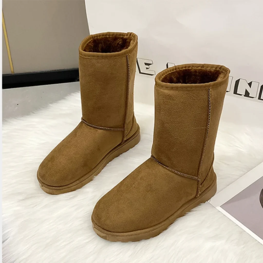 Casual Comfortable Winter Round-toe Thick-soled Solid Color Velvet