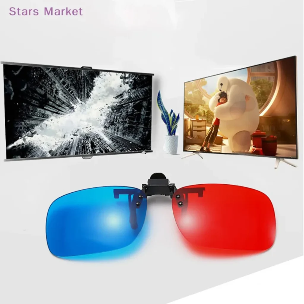 Red Blue Green 3D Glasses Black Frame Dimensional