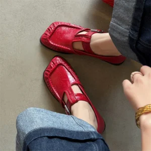Spring/Autumn Genuine Leather Women Shoes Fashion Retro Square