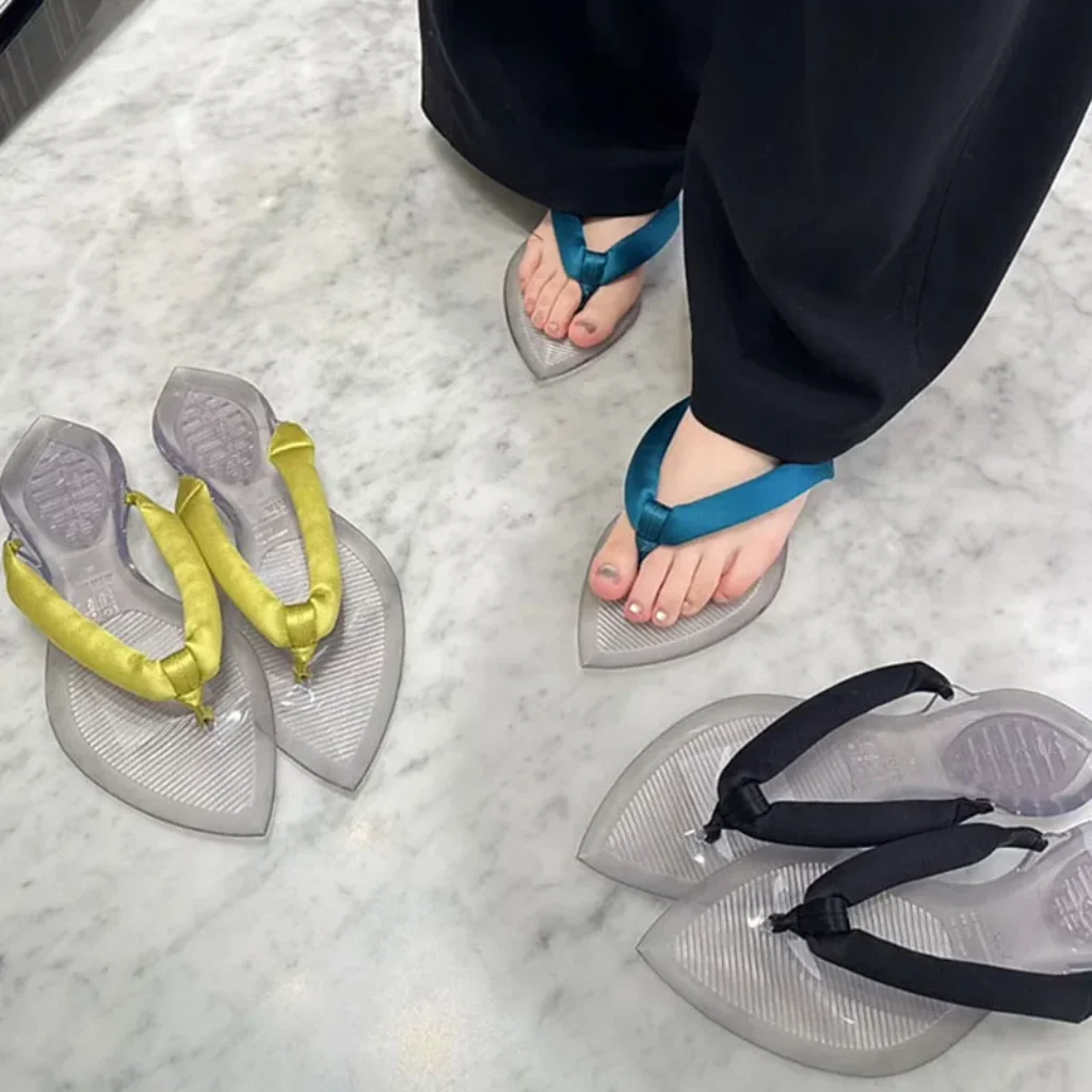 Transparent Crystal Pointed Toe Women’s Flat Sandals Summer