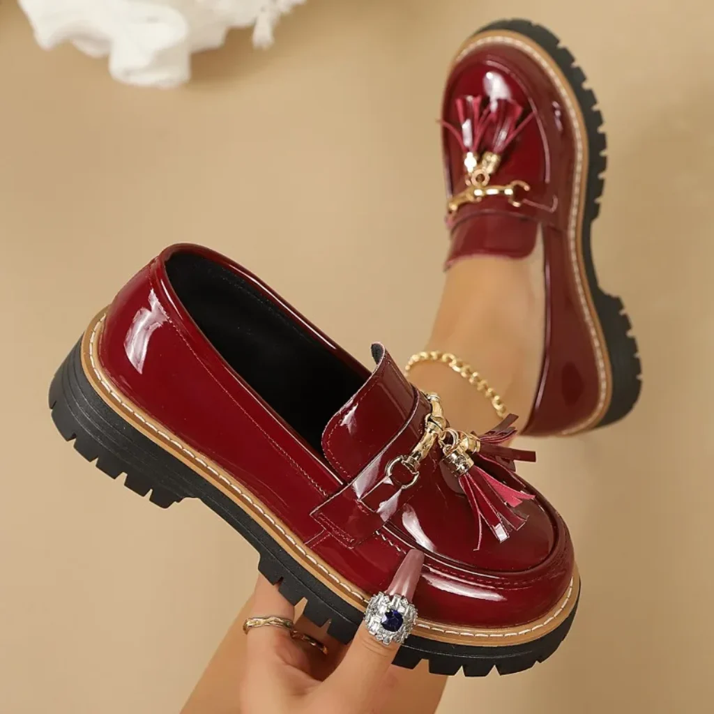Women’s Flat Heel Tassel Strap Loafers Microfiber Upgraded