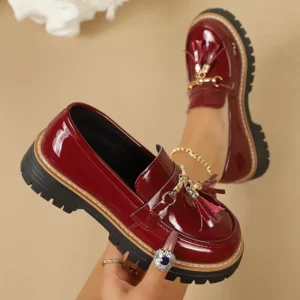 Women’s Flat Heel Tassel Strap Loafers Microfiber Upgraded