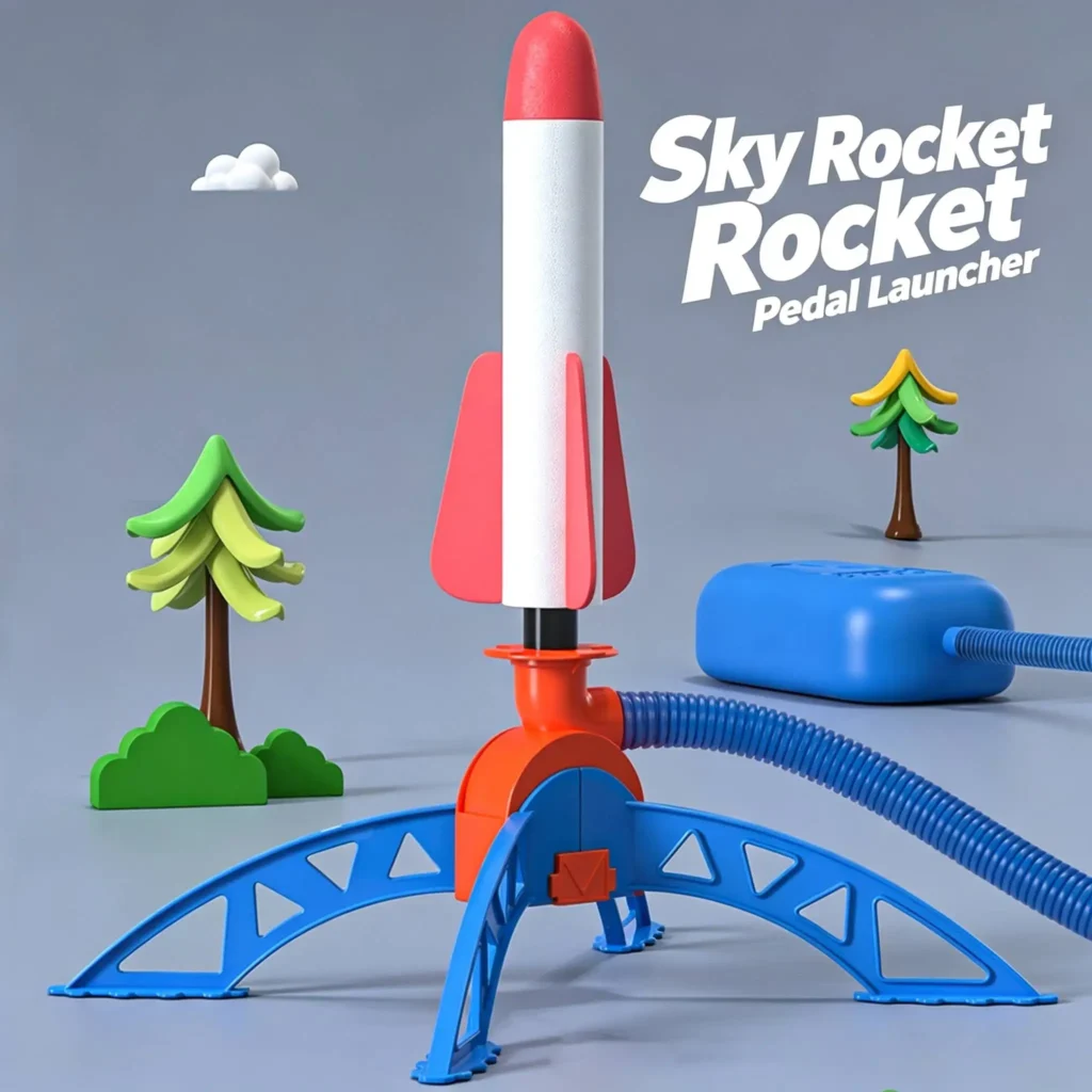 Outdoor rocket kit, equipped 3 rocket launchers lights,