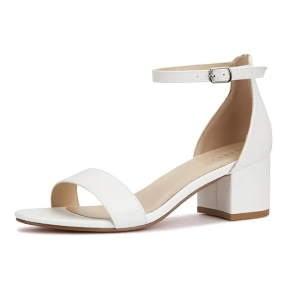 PARTY Women’s Open Toe Ankle Strap Low Block