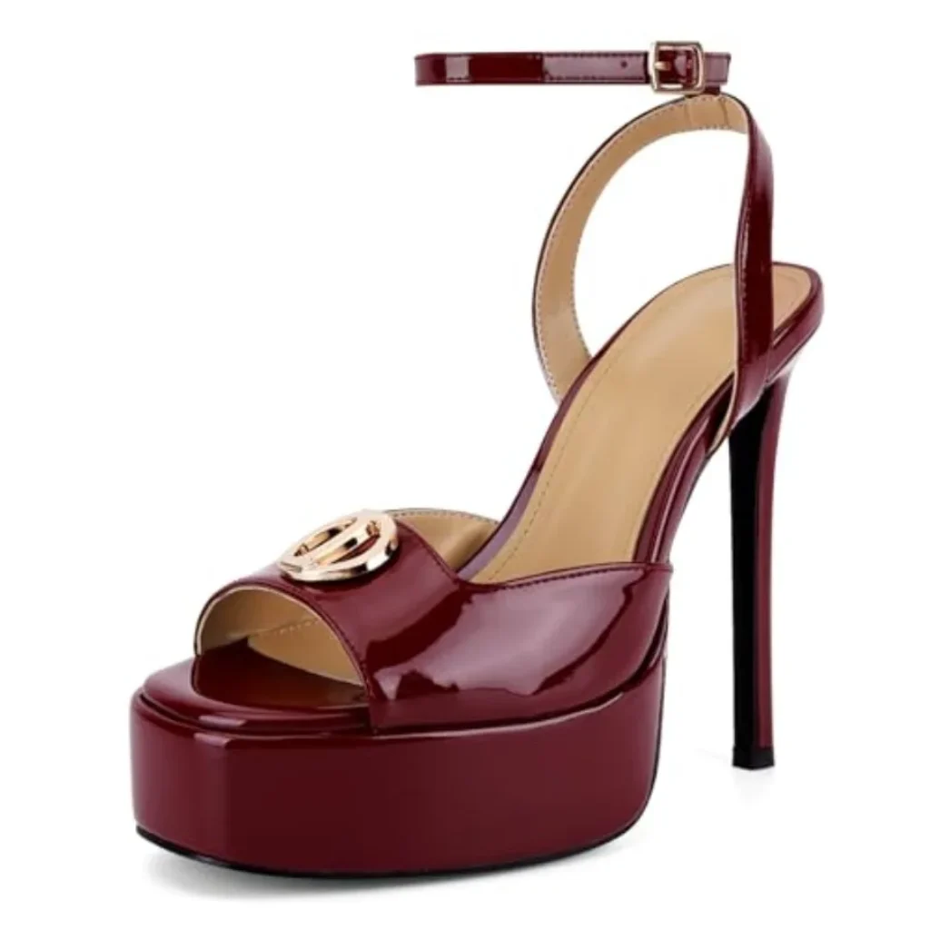 Platform Heels Women Square Open Toe Stiletto High