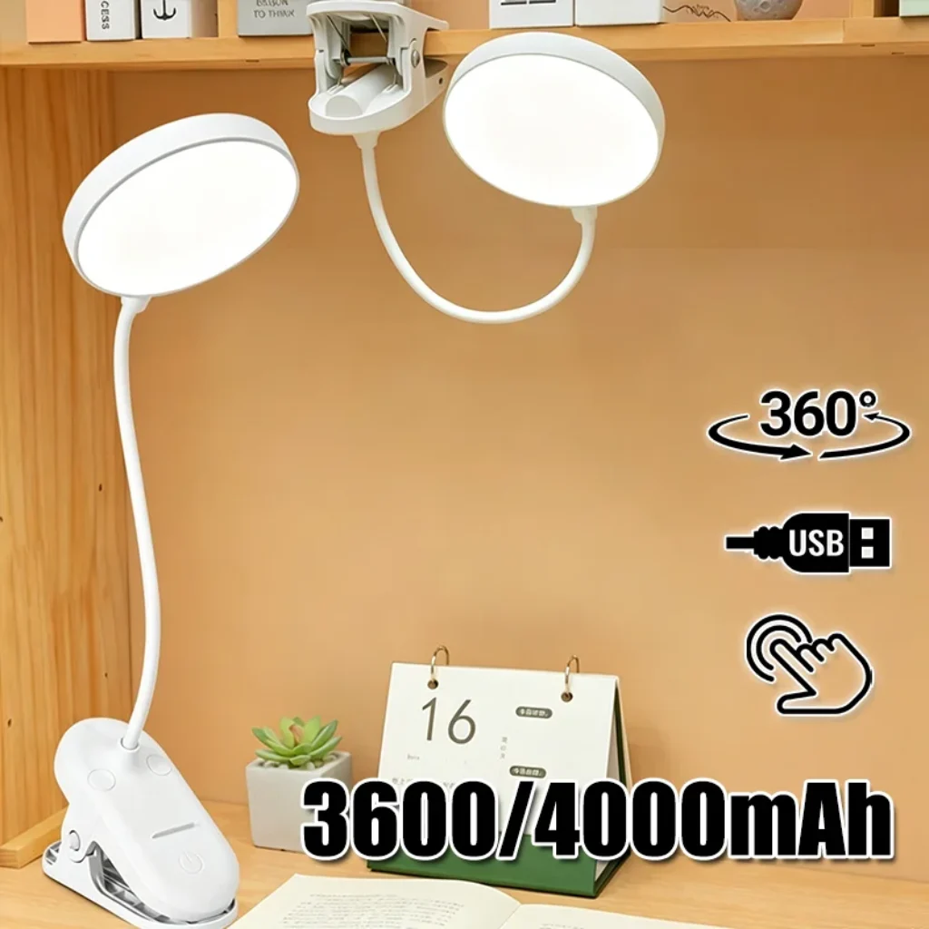Portable USB Rechargeable Clip Desk Lamp 3 Color