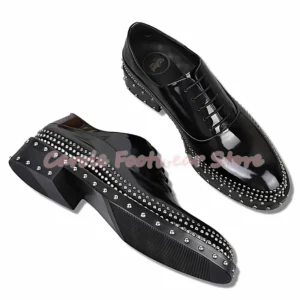 Punk Rivet Platform Chunky Heel Lace-Up Oxfords Men