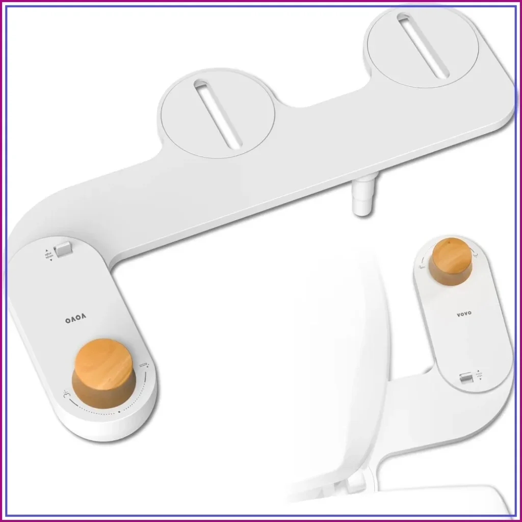 Real Bamboo Handle Bidet Attachment Toilet Seat, Non-Electric,