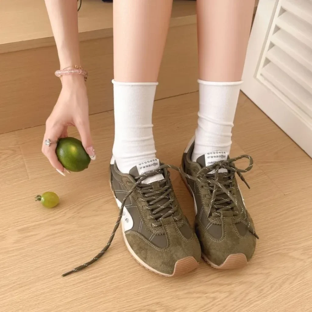 Retro Color Block Sneakers Women Soft Flat Running