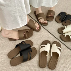 Retro Roman Flat Flip Flops Women Summer Flat