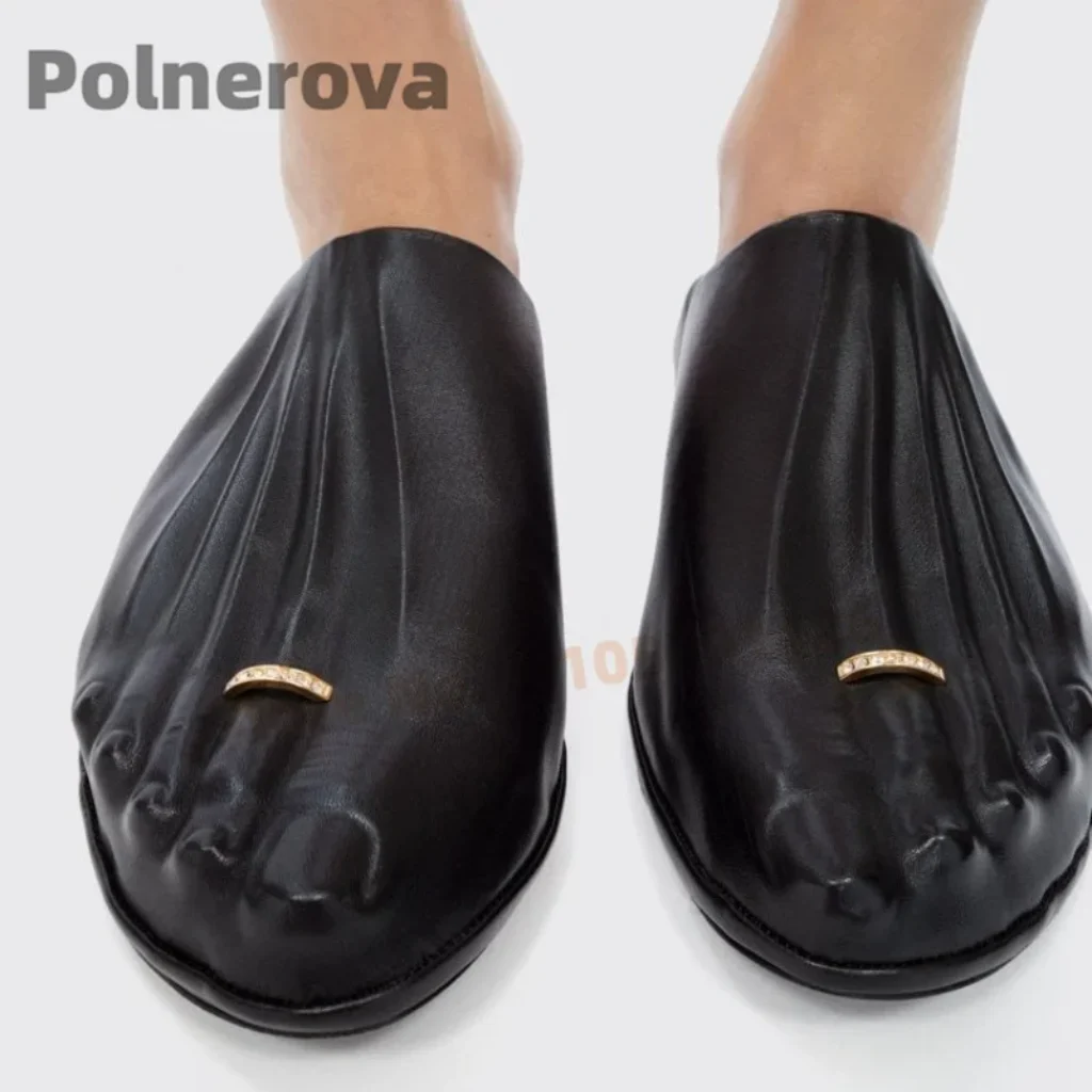 Rhinestone Ring Mules Slippers Women Five Finger Foot