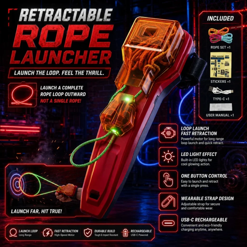 Rope Launcher Spider Web Shooting Toy Auto Retract