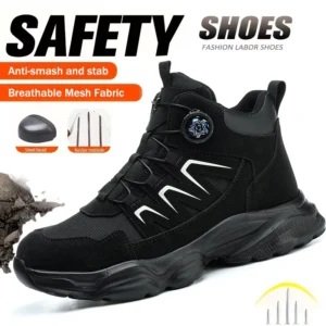 Rotating Button Safety Shoes Work Boots Men Shoes