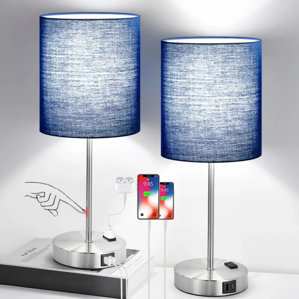 Touch Control Table Lamps USB & AC Outlet,