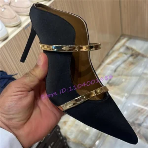 Sexy Double Straps Slippers Women Satin Pointed Toe