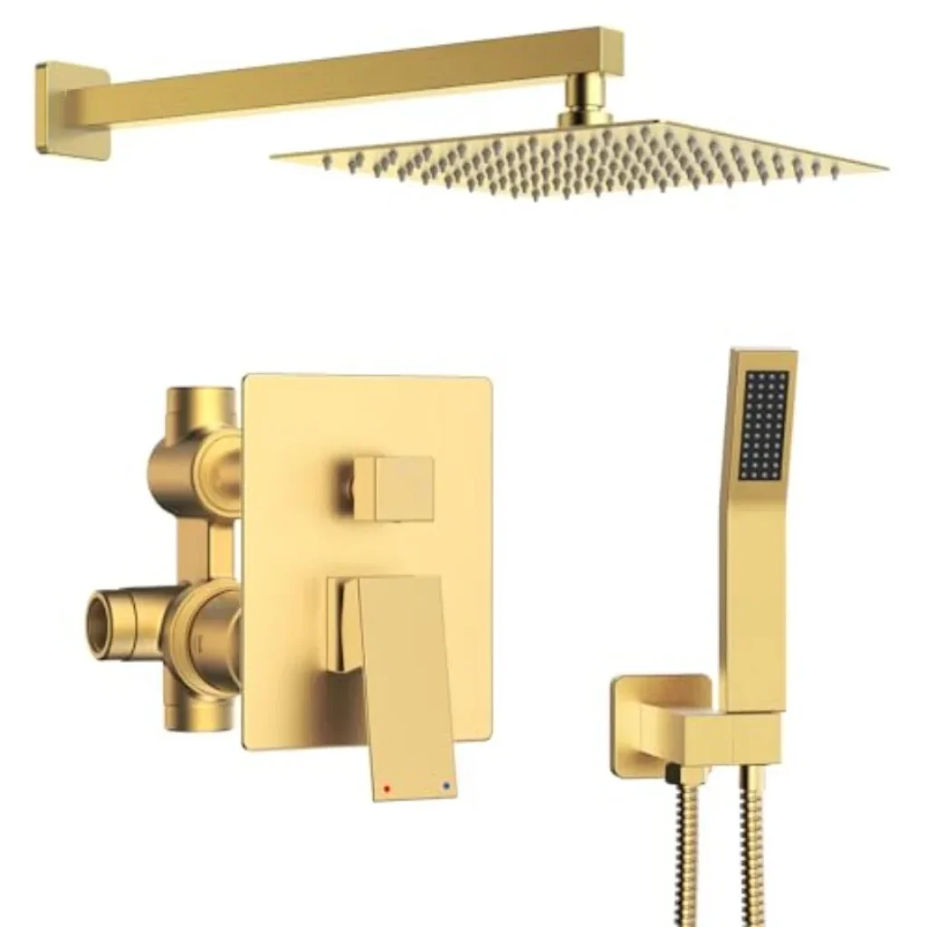 Shower faucet set bathroom use, brass construction, chrome