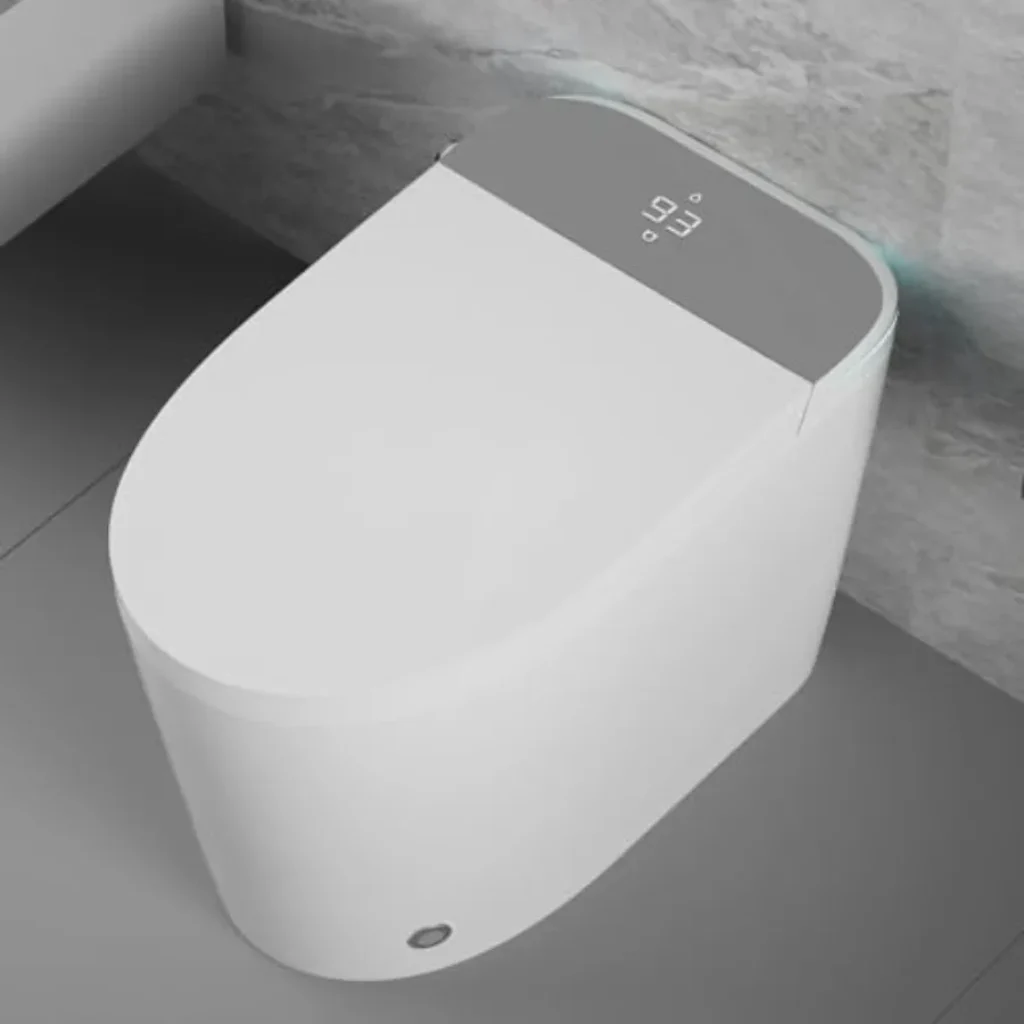 Smart toilet home use, ceramic material, grey color,