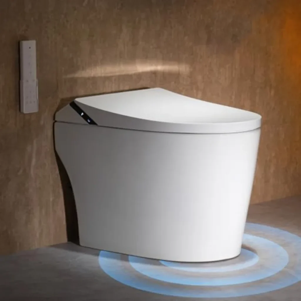 Smart toilet modern bathroom: black matte finish, ceramic