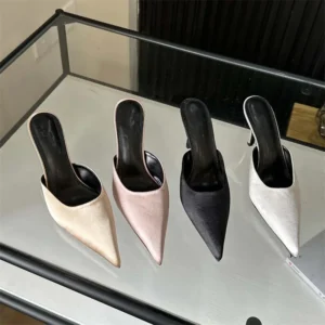 Spring Shallow Pointed Toe Mules Slippers Woman Shoes