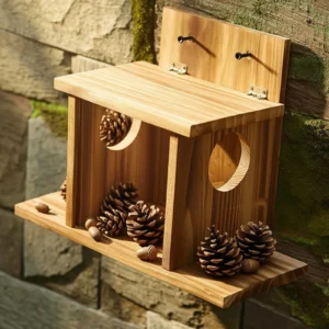 Squirrel Feeder Wooden Squirrel Feeder Box Hinged Sturdy