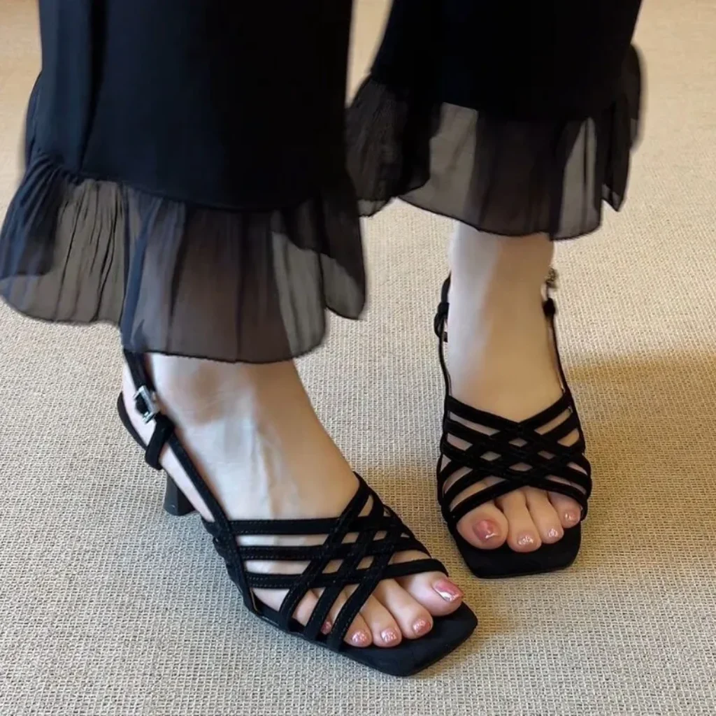 Summer High Heels Women pumps Sandals Genuine Leather