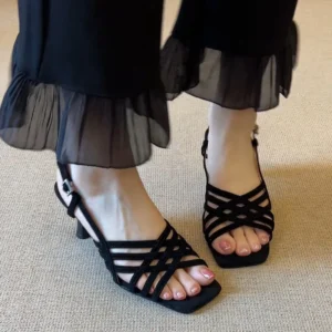 Summer High Heels Women pumps Sandals Genuine Leather