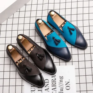 Summer Men Business Loafers Black Blue One-foot Comfortable