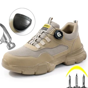 Summer Men Safety Shoes Breathable Work Sneakers Steel