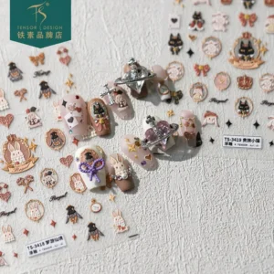 TENSOR NAIL Cute Rabbit Penguin Nail Art Stickers