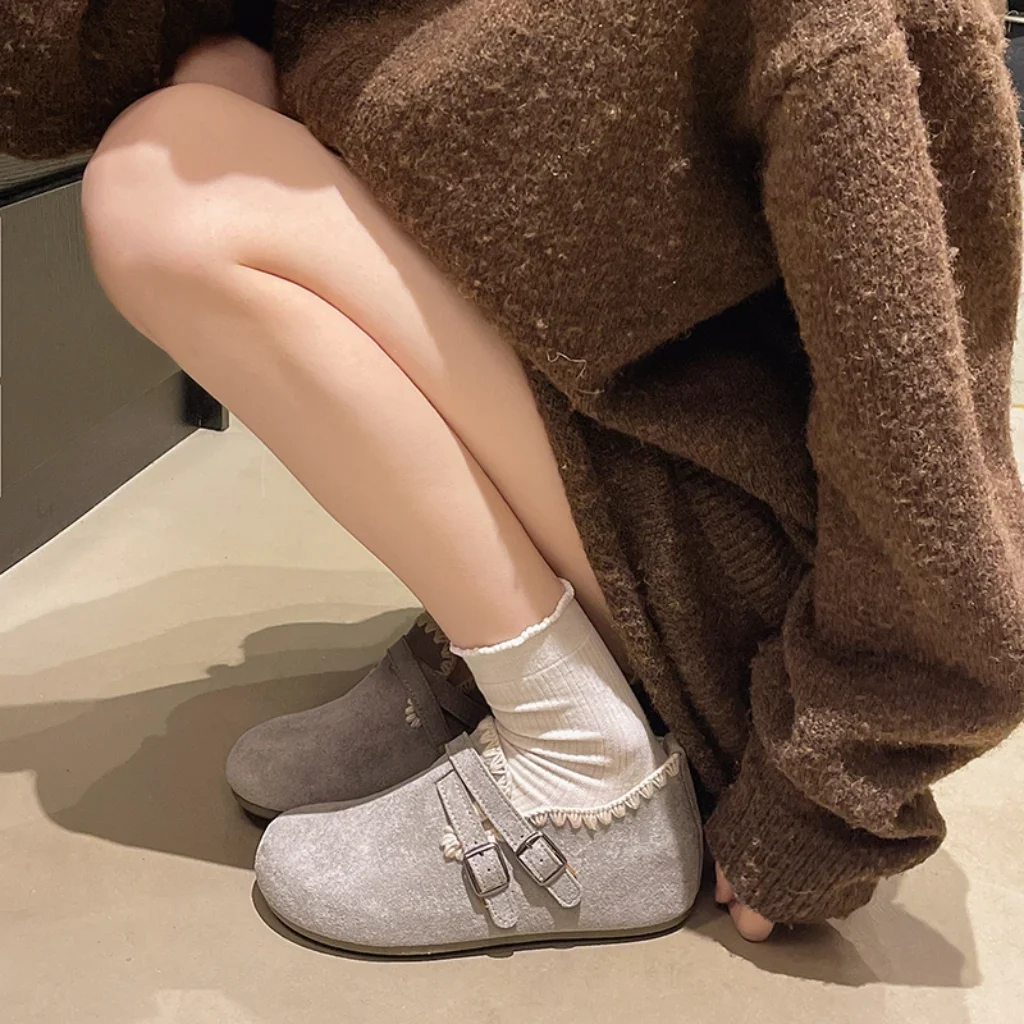 Thick-soled Round-top Buckle Waterproof Platform Fashionable Versatile Comfortable