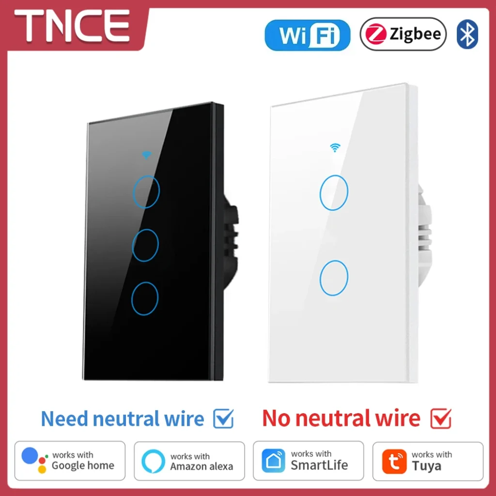 TNCE Tuya WiFi/Zigbee Smart Light Switch, Neutral Wire/No