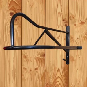 Wall-Mounted Saddle Rack Curved Support Black Metal Saddle
