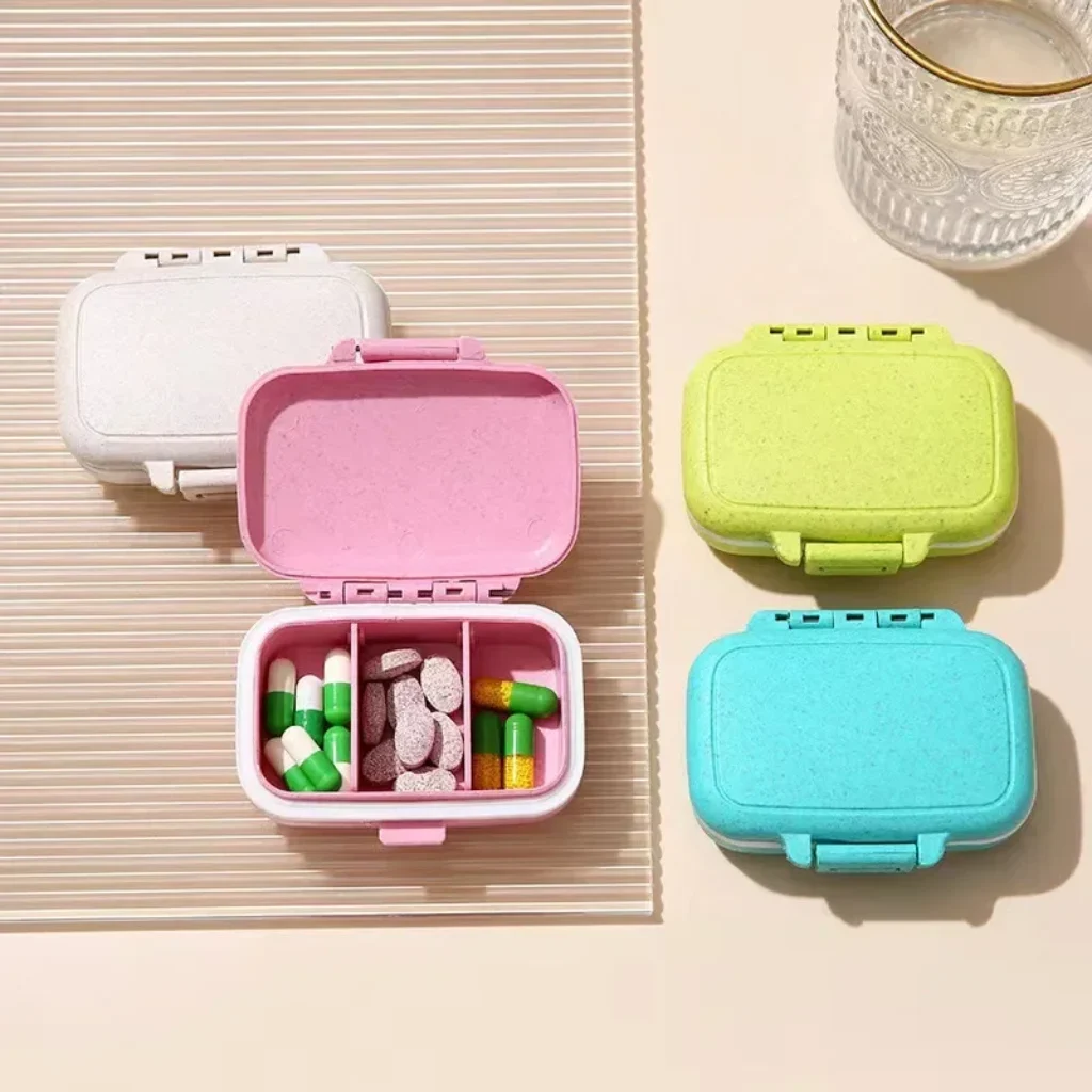 Wheat Straw Small Pill Box 3 Compartments Mini