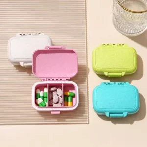 Wheat Straw Small Pill Box 3 Compartments Mini