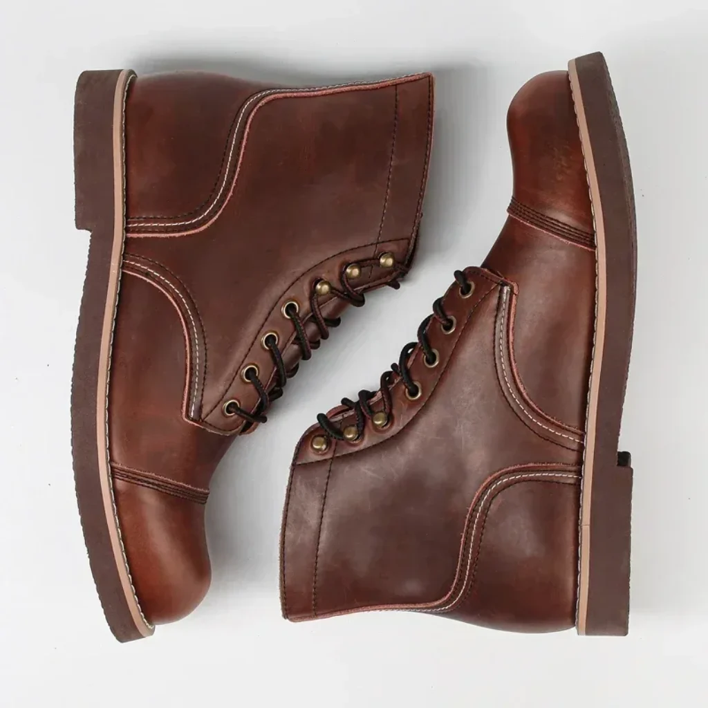 Winter Vintage Tooling Men Motorcycle Boots Quality Cow