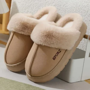 Winter Warm Sports Fluffy Slippers Women Thick Sole