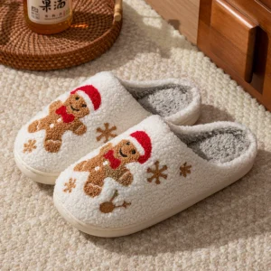 Winter Women’s Warm Christmas Slippers Cute Pattern Indoor