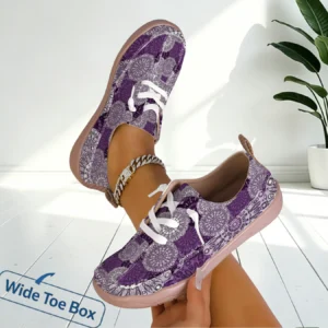 Women Geometric Print Wide Toe Slip Loafers Light