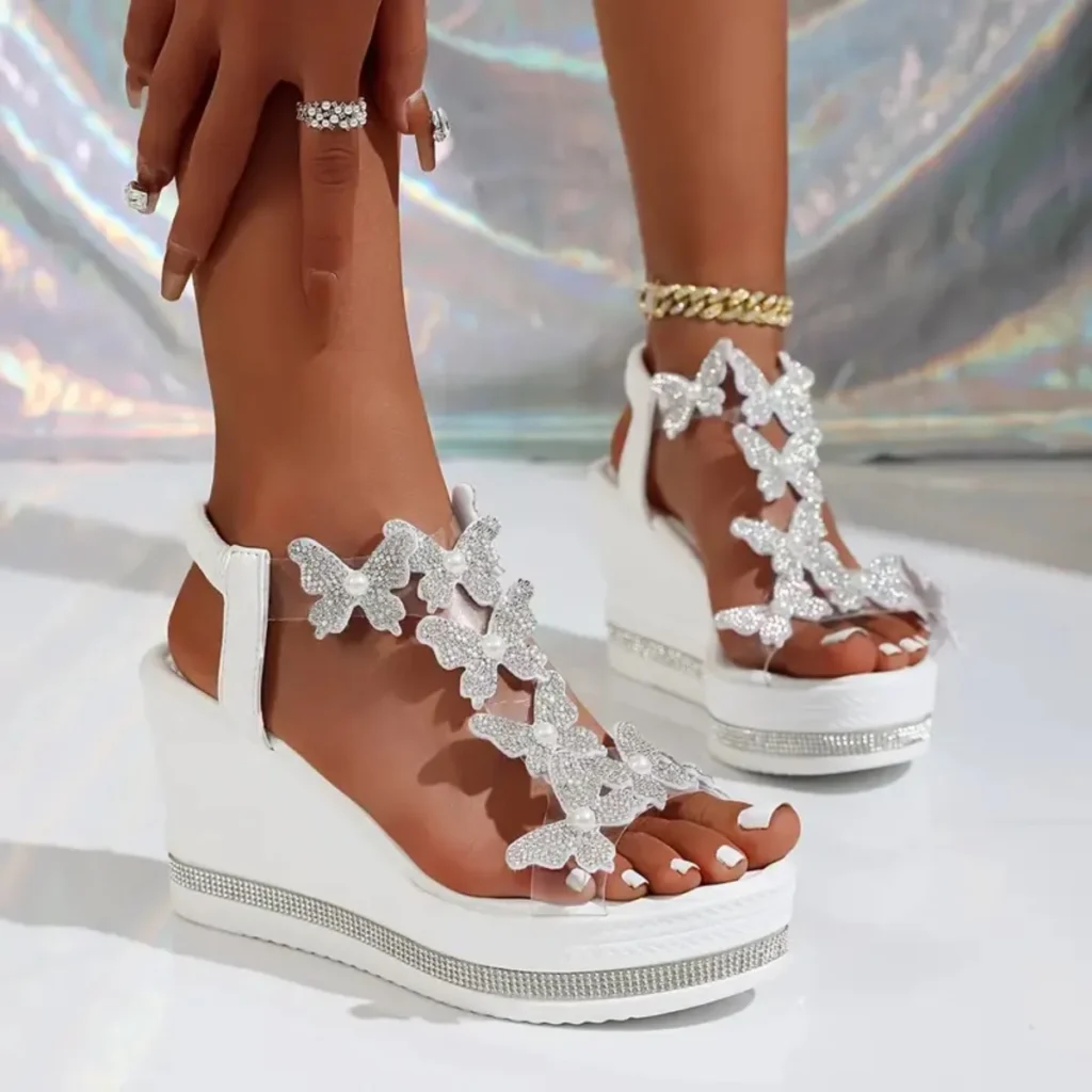 Women High Heel Wedge Sandals Platform Fashionable Butterfly