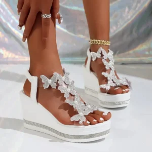 Women High Heel Wedge Sandals Platform Fashionable Butterfly