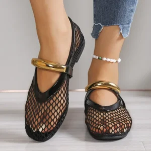 Women’s Breathable Summer Round Toe Shallow Mouth Metal