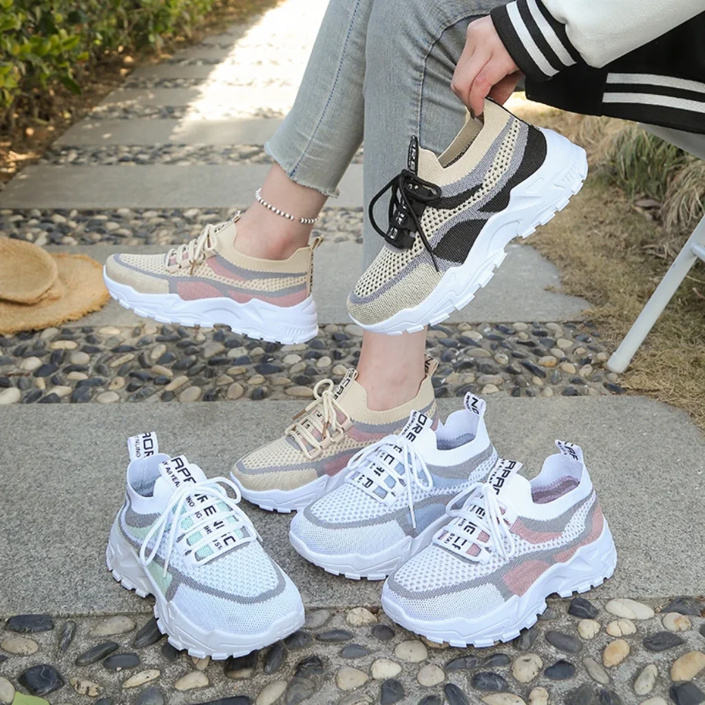 Women’s Color Block Mesh Knit Chunky Sneakers 4cm