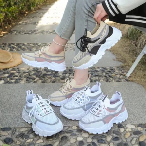 Women’s Color Block Mesh Knit Chunky Sneakers 4cm