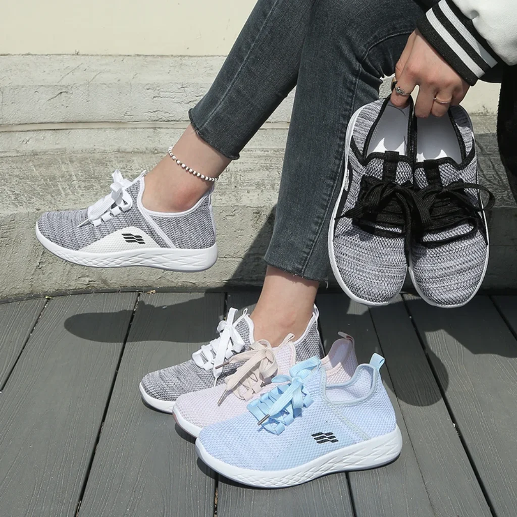 Women’s lace-up shoes, knitted mesh breathable shoes, comfortable