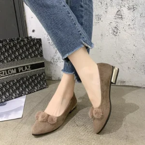 Women’s Mary Jane Shoes Fur Ball Shoes Ladies