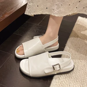 Woomen Sandals Summer Women’s Shoes Suede One-Strap Casual