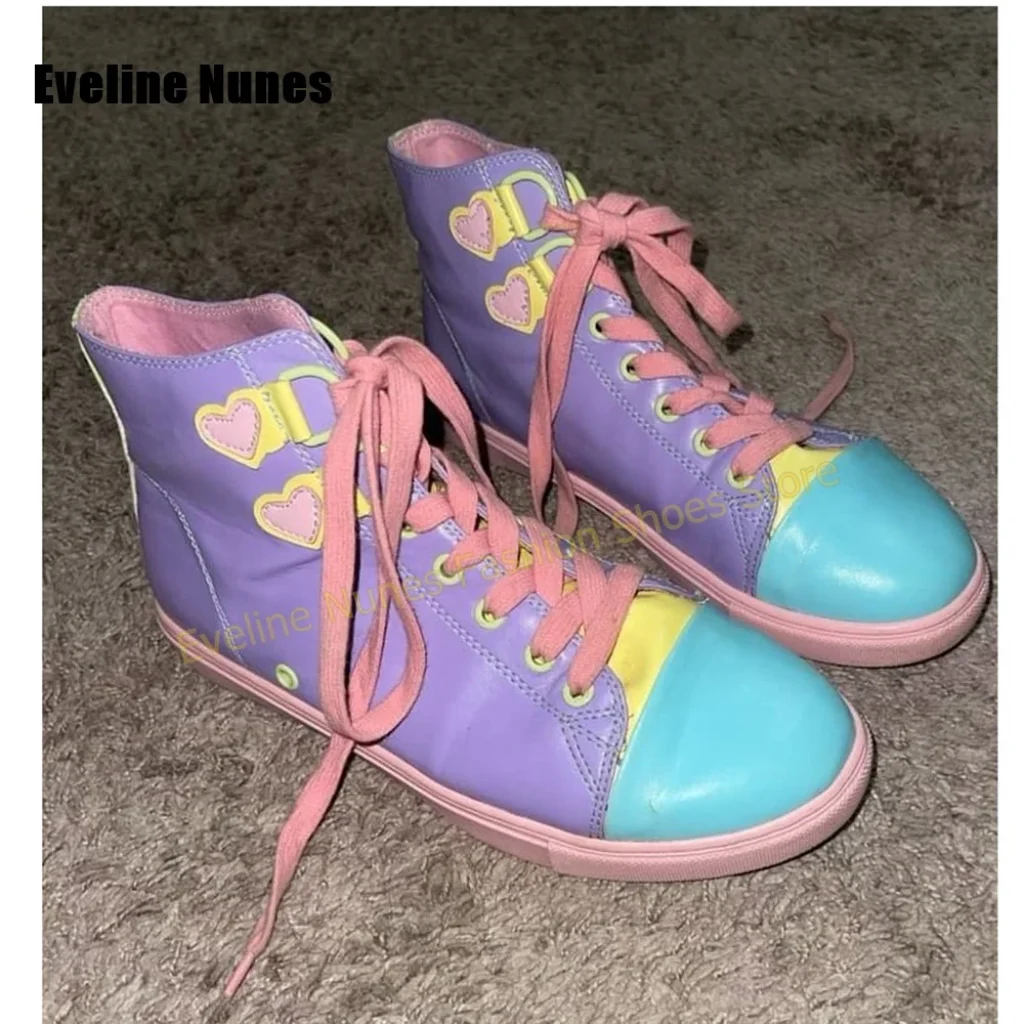 Y2K Girl Sweet High Top Sneakers Color Block